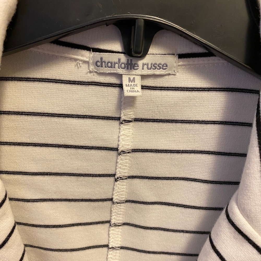 Charlotte Russe black and white striped blazer.